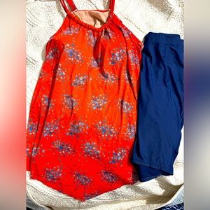 Tankini and swim biker shorts